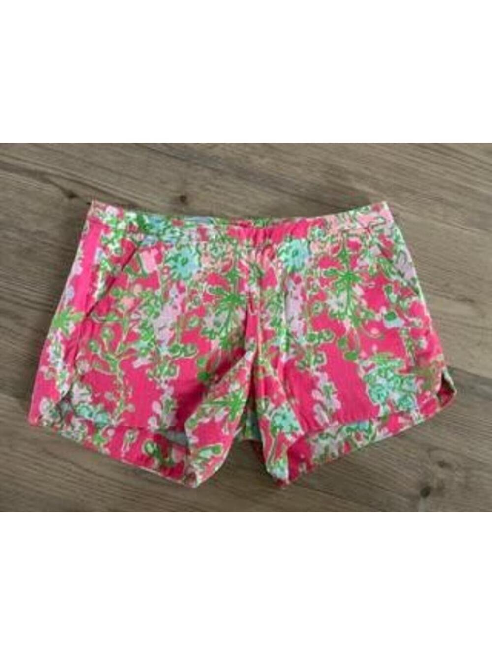 Lilly Pulitzer Callahan Shorts Womens 2 Pink Floral Cotton Chino Summer Beach